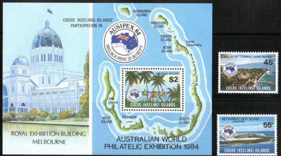 Почтовая марка Флот. Кокосовые острова. Михель № 123-124, Блок № 3