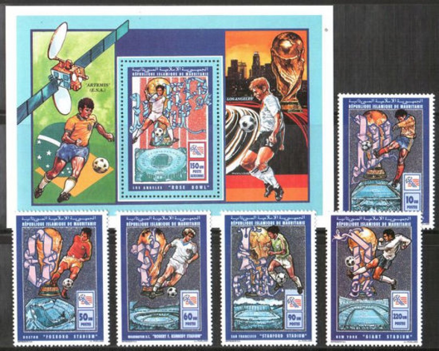 Почтовая марка Футбол. Мавритания. Михель № 1018-1022, Блок № 76