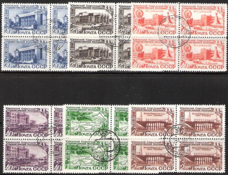 Гашеные почтовые марки СССР 1950 Загорский № 1397-1402 - Квартблок