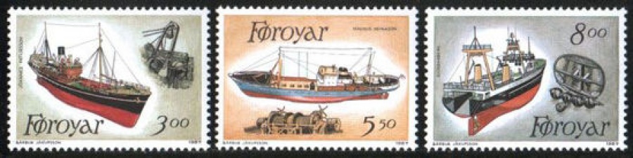 Почтовая марка Флот. Дания - Фарерские острова. Михель № 151-153