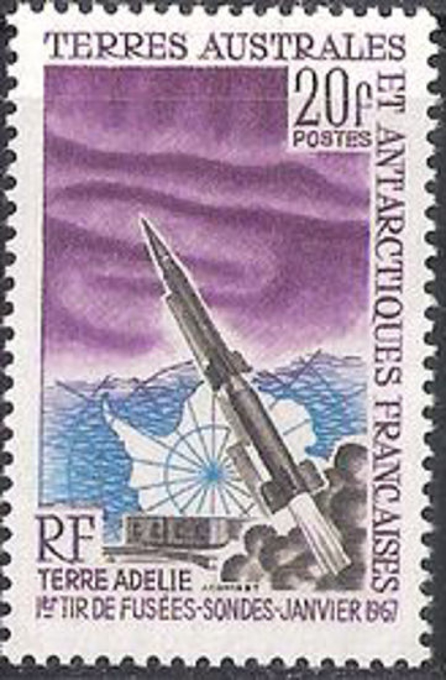 Почтовая марка Французские территории в Антарктике. Михель № 38
