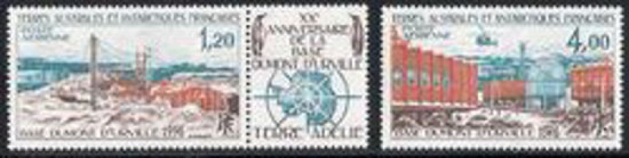 Почтовая марка Французские территории в Антарктике. Михель № 101-102