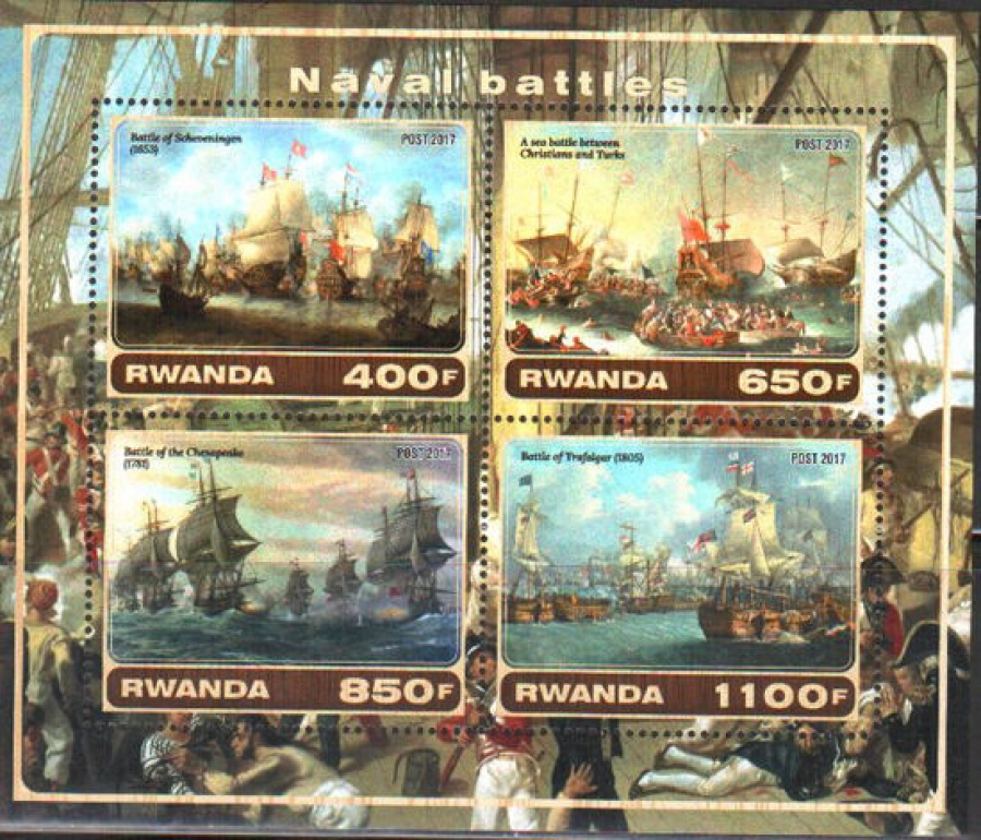 Почтовая марка Флот. Руанда. Михель № ? Блок №10-4-2017