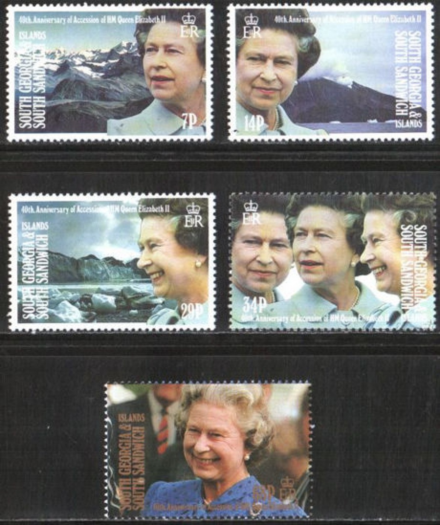 Почтовая марка «Антарктика». Южная Георгия. Михель № 198-202