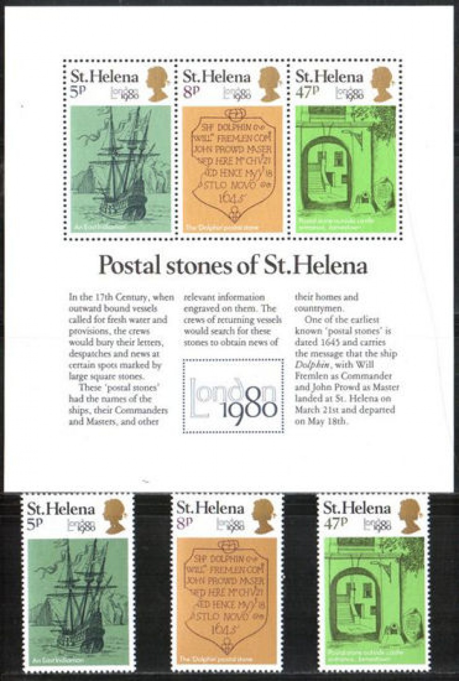 Почтовая марка Остров Святой Елены. Михель № 327-329, Блок 5