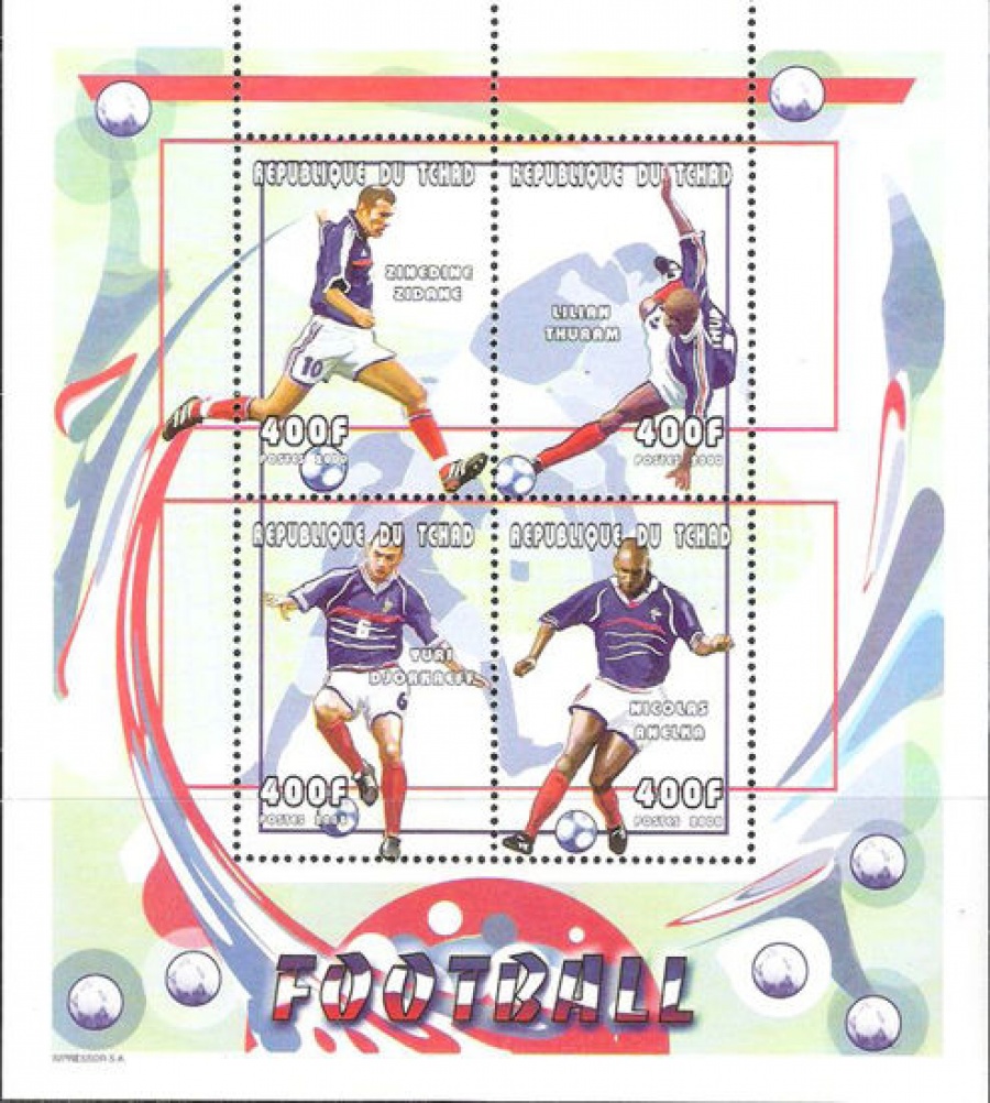 Почтовая марка Футбол. Чад. Михель № 2152-2155 лист