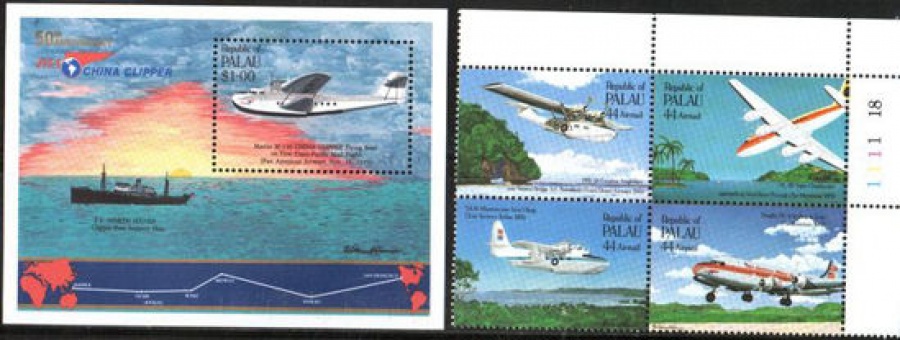 Почтовая марка Авиация 1. Палау. Михель № 92-95, Блок № 1