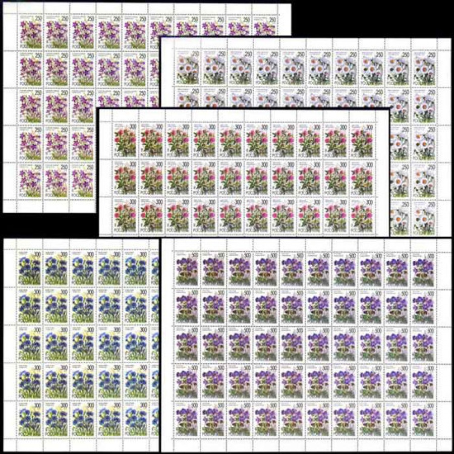 Лист почтовых марок - Россия 1995 № 216 - 220. Флора. Полевые цветы России