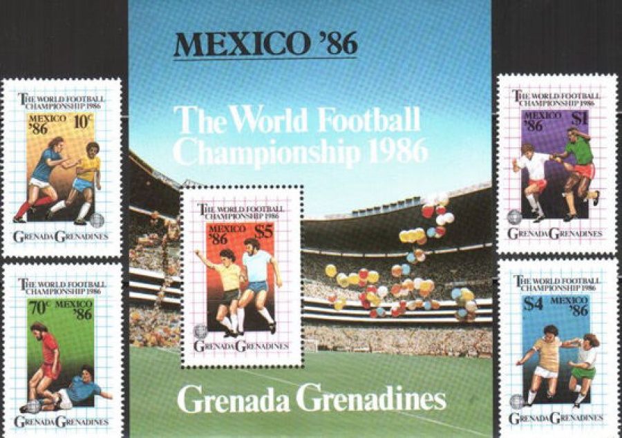Почтовая марка Футбол. Гренадины. Михель № 748-751, Блок № 106