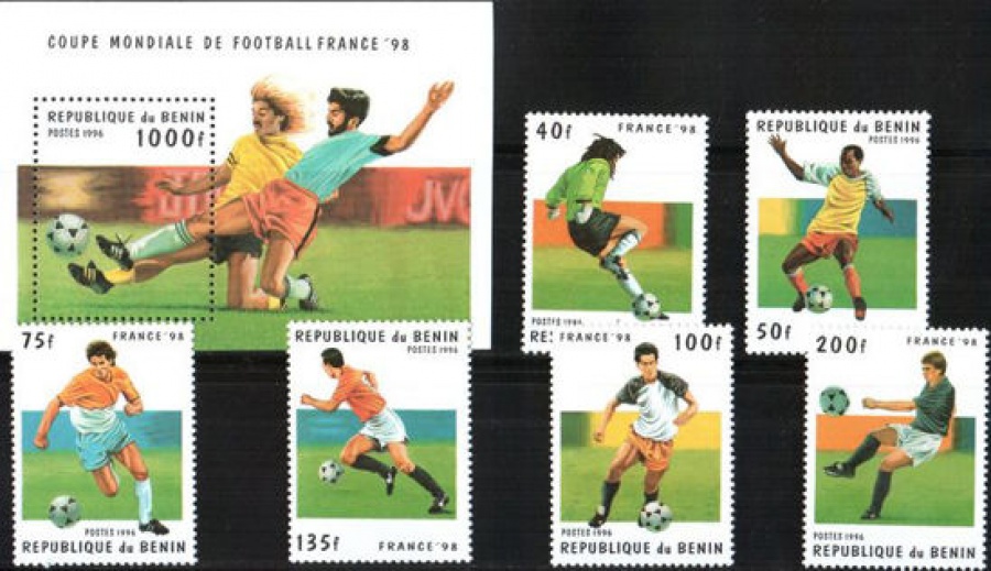 Почтовая марка Футбол. Бенин. Михель № 771-776, Блок № 15