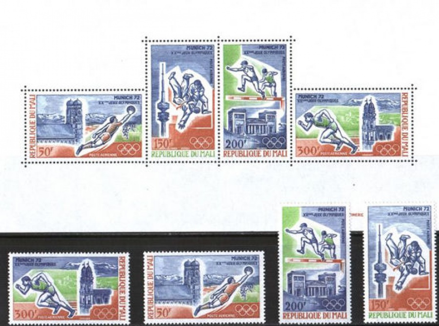 Почтовая марка Спорт. Мали. Михель № 316-319 + Блок № 6