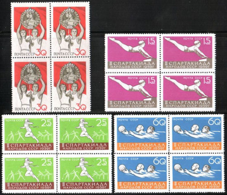 Почтовая марка СССР 1959 г Загорский № 2250-2253 квартблоки**