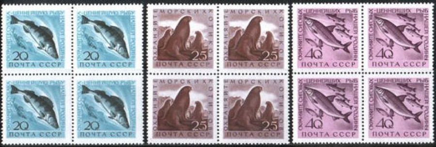 Почтовая марка СССР 1960 г Загорский № 2382-2384 квартблоки**