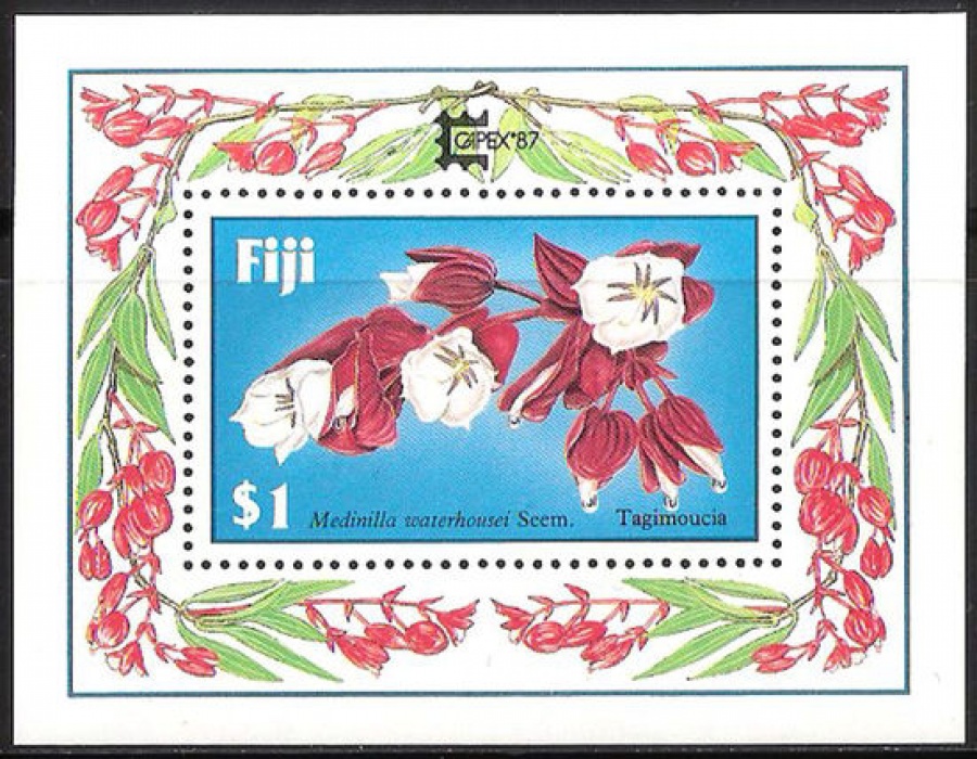 Почтовая марка Флора. Острова Фиджи. Михель № 565 ПБ № 8 с надпечаткой