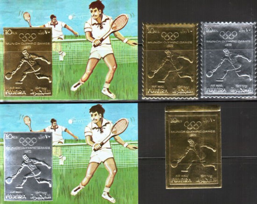 Почтовая марка «Золотая фольга». Фуджейра. Михель № 1279-1280, Блок № 125, 126