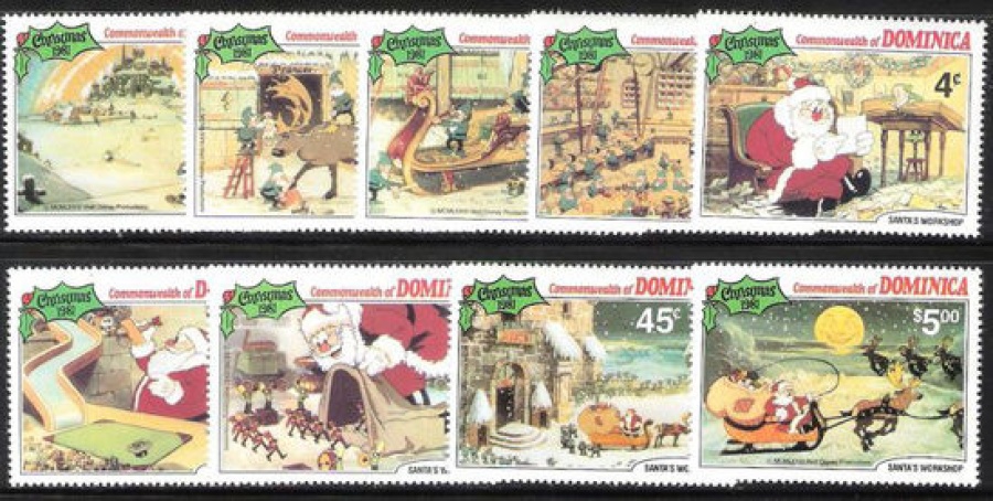 Почтовая марка Мультики. Доминика. Михель № 720-728