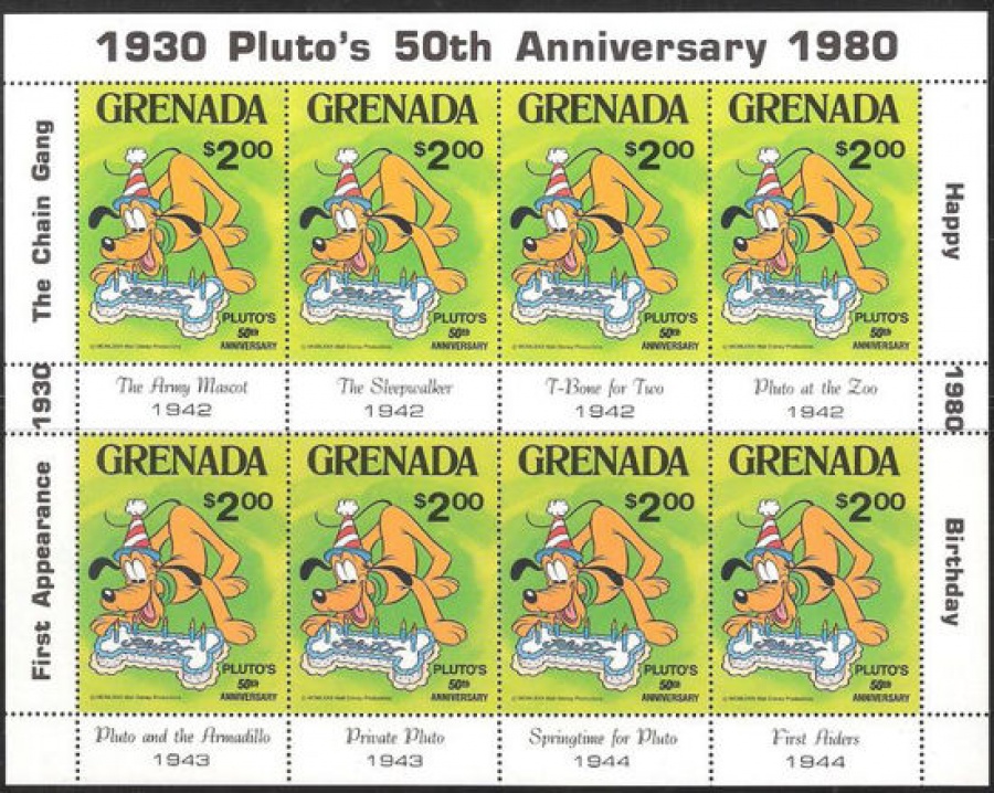 Почтовая марка Мультики. Гренада. Михель № 1076 лист
