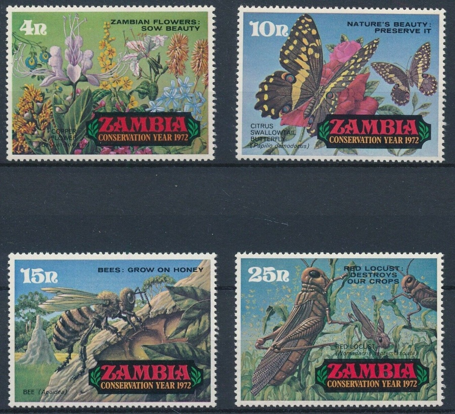 Почтовая марка Замбия Фауна Михель №89-92