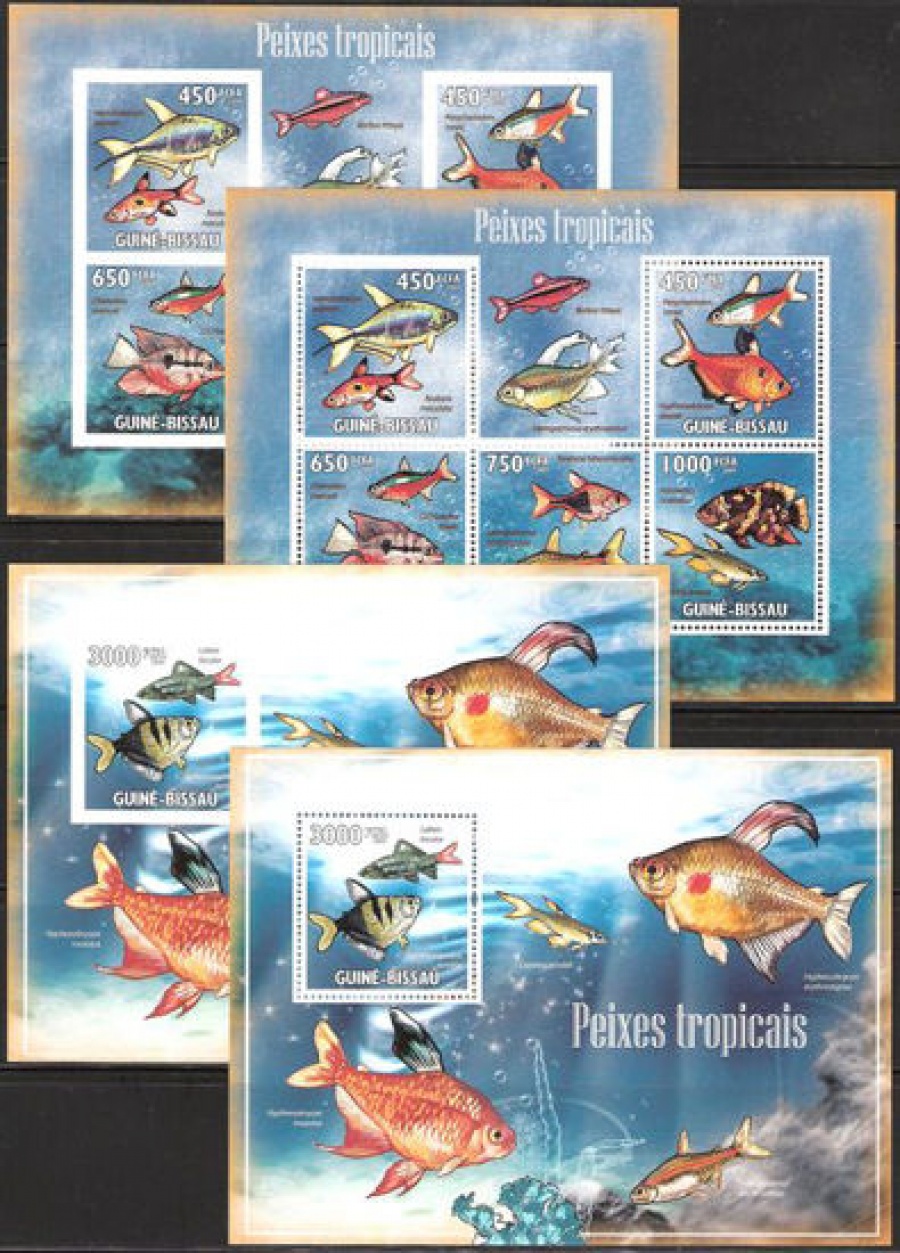 Почтовая марка НК. Гвинея-Бисау. Михель № 4468-4472 и 2 ПБ № 729