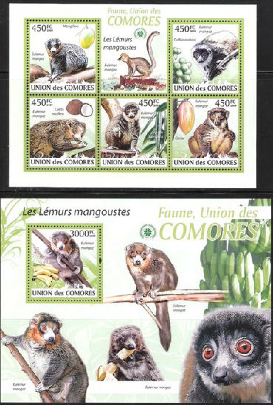 Почтовая марка НК. Коморские острова. Михель № 2455-2459 и ПБ № 532 с перфорацией