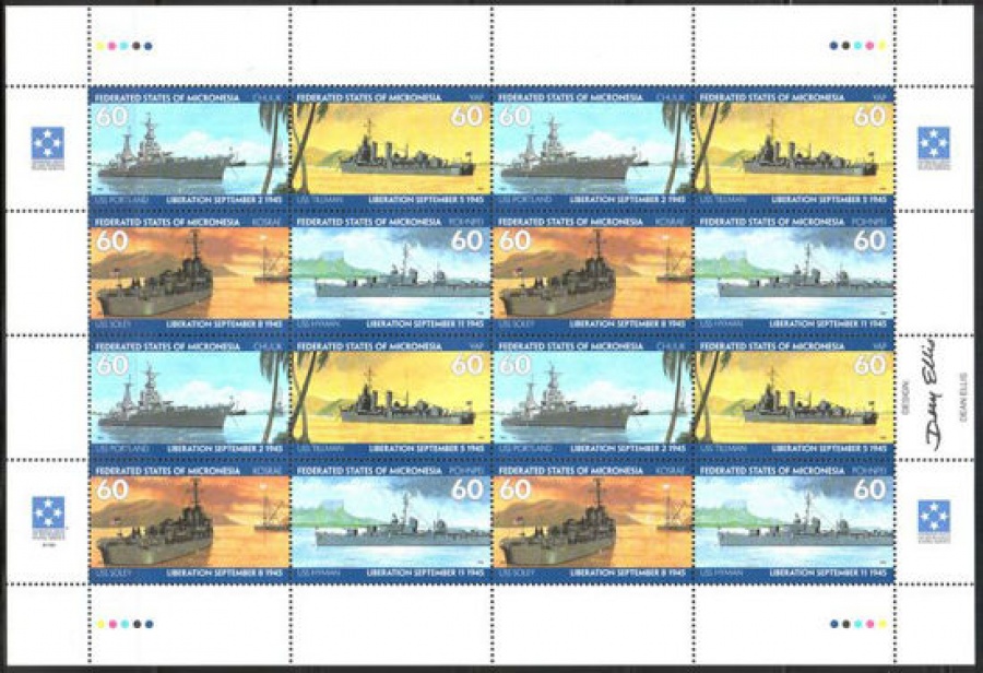 Почтовая марка Флот. Микронезия. Михель № 435-438 Лист