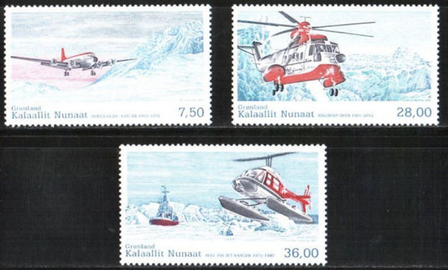 Почтовая марка Авиация 2. Дания-Гренландия. Михель № 619-621