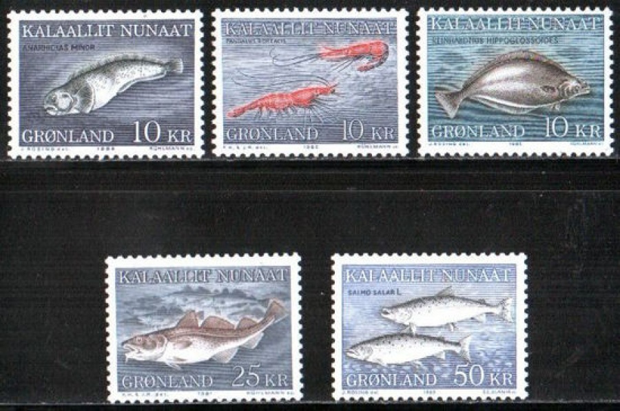 Почтовая марка Фауна. Дания-Гренландия. Михель № 129,133,140,154,162