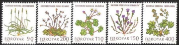 Почтовая марка Флора. Дания - Фарерские острова. Михель № 48-52