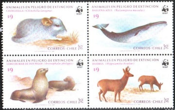 Почтовая марка Фауна. Чили. Михель № 1066-1069