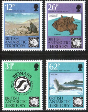 Почтовая марка «Антарктика». Британские территории в Антарктике. Михель № 181-184