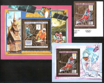 Почтовая марка «Золотая фольга». Центрально-Африканская Республика. Михель № 1416, Блок № 490, 491
