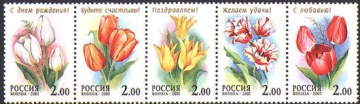 Почтовая марка Россия 2001 № 657-661. Тюльпаны. (Сцепка)