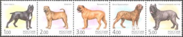 Почтовая марка Россия 2002 № 739-743. Собаки. (Сцепка)