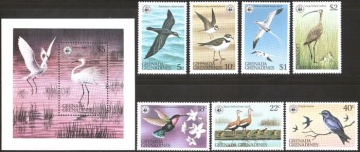 Почтовая марка Фауна. Гренадины Михель № 289-295+ Блок