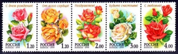 Почтовая марка Россия 1999 № 513-517. Флора. Розы. (Сцепка)