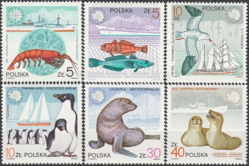 Почтовая марка Фауна Польша Михель № 3076-3081