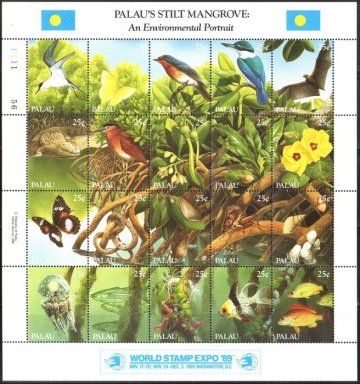 Почтовая марка Фауна Палау Михель № 318-337 (лист)