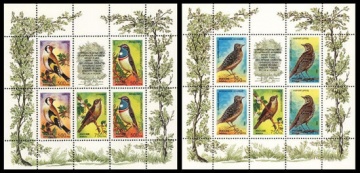 Малый лист почтовых марок - Россия 1995 № 221-225 Певчие птицы России 2