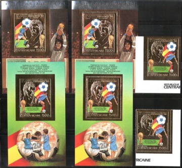 Почтовая марка «Золотая фольга». Центрально-Африканская Республика. Михель № 933 , Блок № 234 , 235