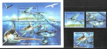 Почтовая марка Фауна Тонго (Ниуафооу) Михель № 375-377+Блок №29