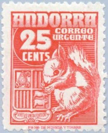 Почтовая марка Фауна Андорра Михель № 51
