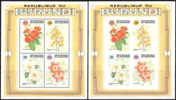 Почтовая марка Флора. Бурунди. Михель № 1726А-1729А -2 ПБ № 130(А,В)