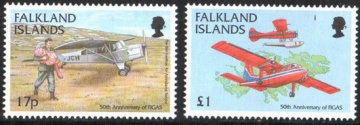 Почтовая марка Авиация 1. Фолклендские острова. Михель № 732-733