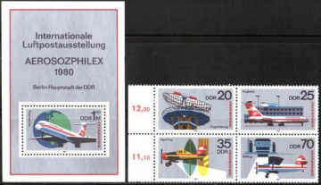 Почтовая марка Авиация 1. Германия. Михель № 2516-2519, Блок № 59