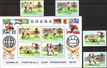 Почтовая марка Футбол. Гана. Михель № 581-584, Блок 58