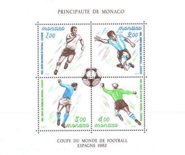 Почтовая марка Футбол. Монако. Михель Блок № 20