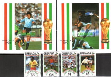 Почтовая марка Футбол. Гренада. Михель № 2161-2164, Блок 255, 256