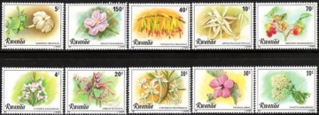 Почтовая марка Флора. Руанда. Михель № 1093-1102