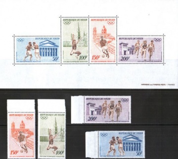 Почтовая марка Спорт. Нигер. Михель № 331-334, Блок № 8