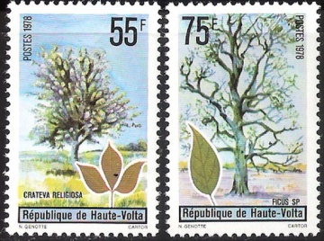 Почтовая марка Флора. Верхняя Вольта. Михель № 712-713